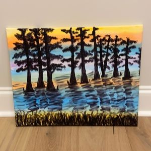 16x20 Handpainted Canvas “Cajun Swamp at Sunset”